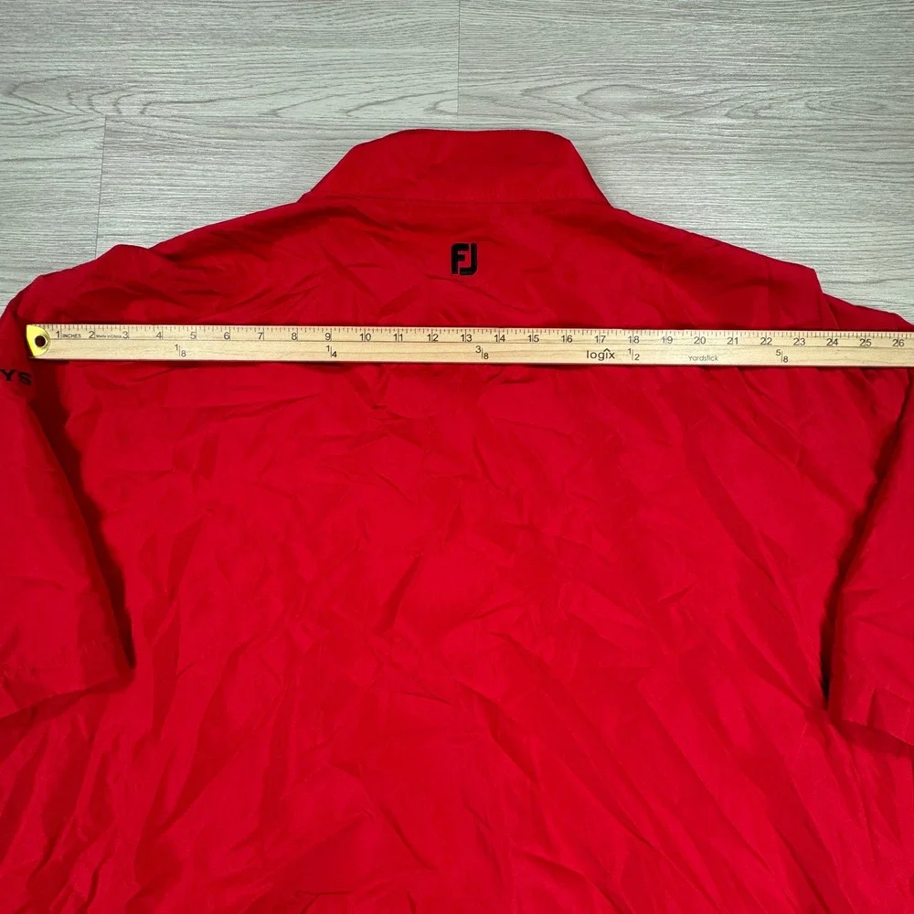 FootJoy Mens Windshirt DryJoys Golf Pullover Red Size XXL Short Sleeve Snap Neck